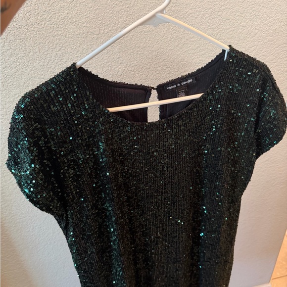 Cable & Gauge Green Sequin Short Sleeve Dress - Picture 9 of 11